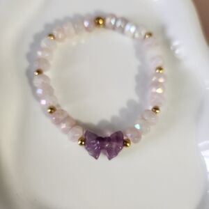 Handmade Aura Amethyst With Flourite Bow Bracelet